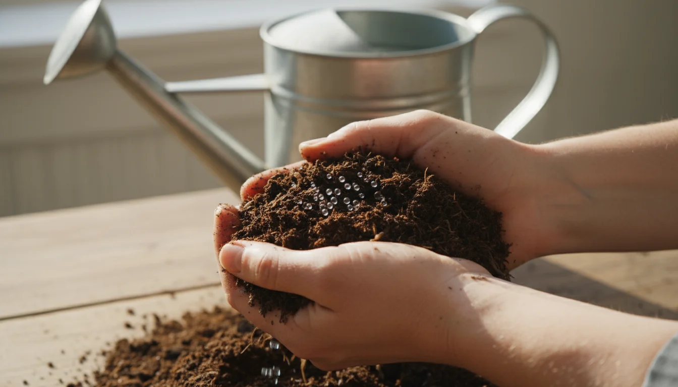 Hands gently squeeze dark compost, revealing ideal 