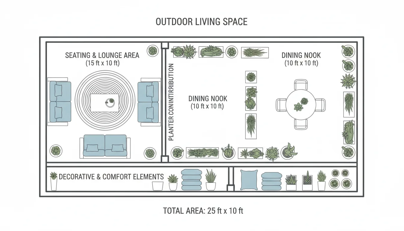 Diagram showing space with clear labels.