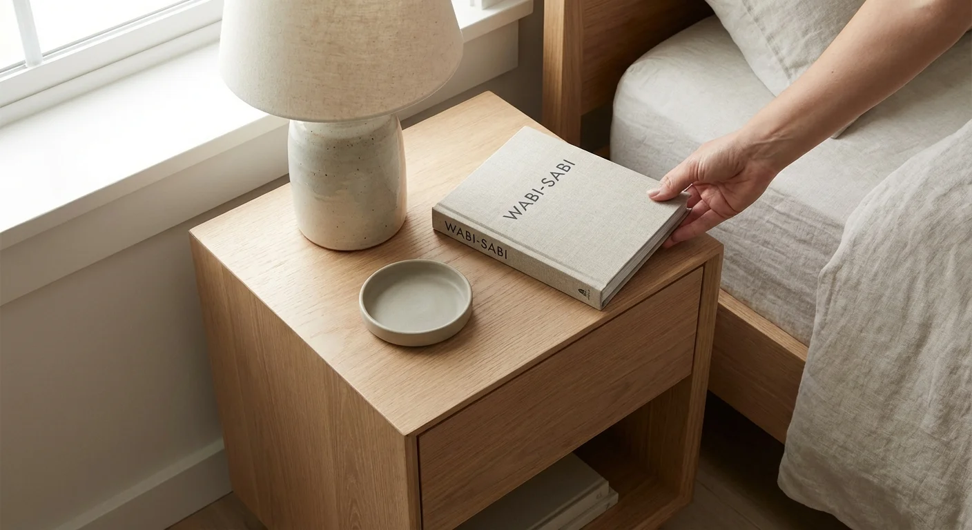 A clean, organized bedside table with a lamp and book, showing a clutter-free foundation.
