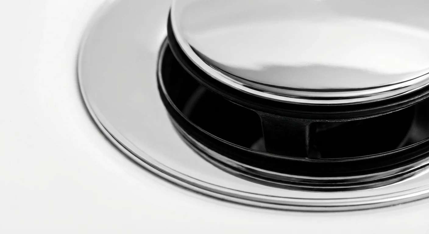 A macro shot of a clean sink drain showing attention to detail.