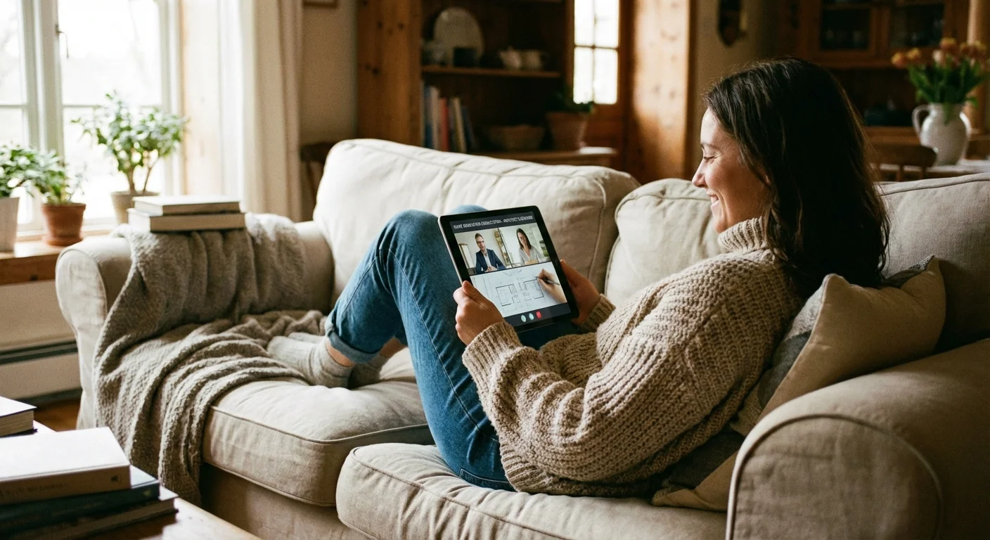 A person using a tablet to research home improvement or consult with an expert.