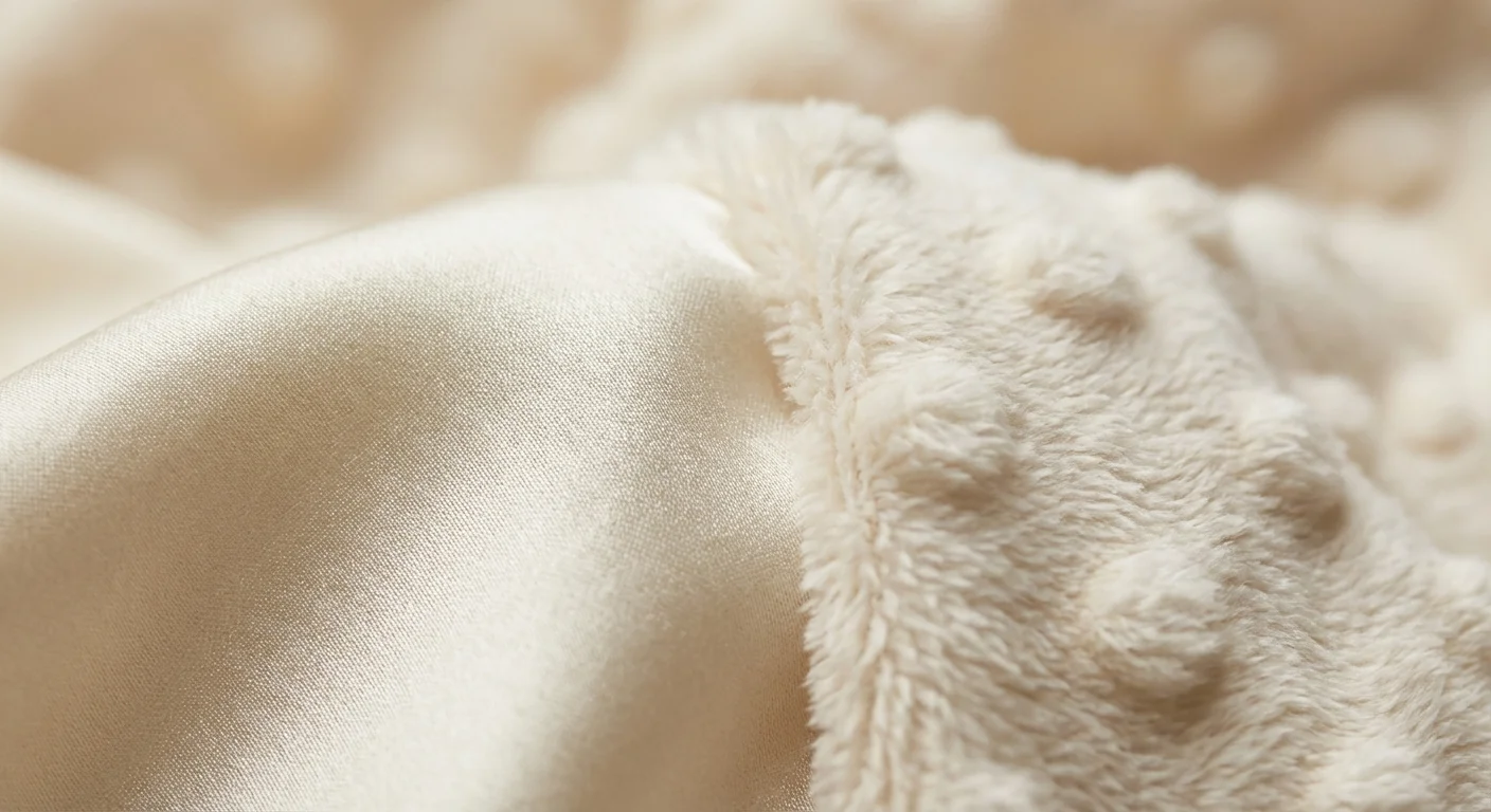 Close-up of smooth bamboo and soft fleece fabric textures side by side.